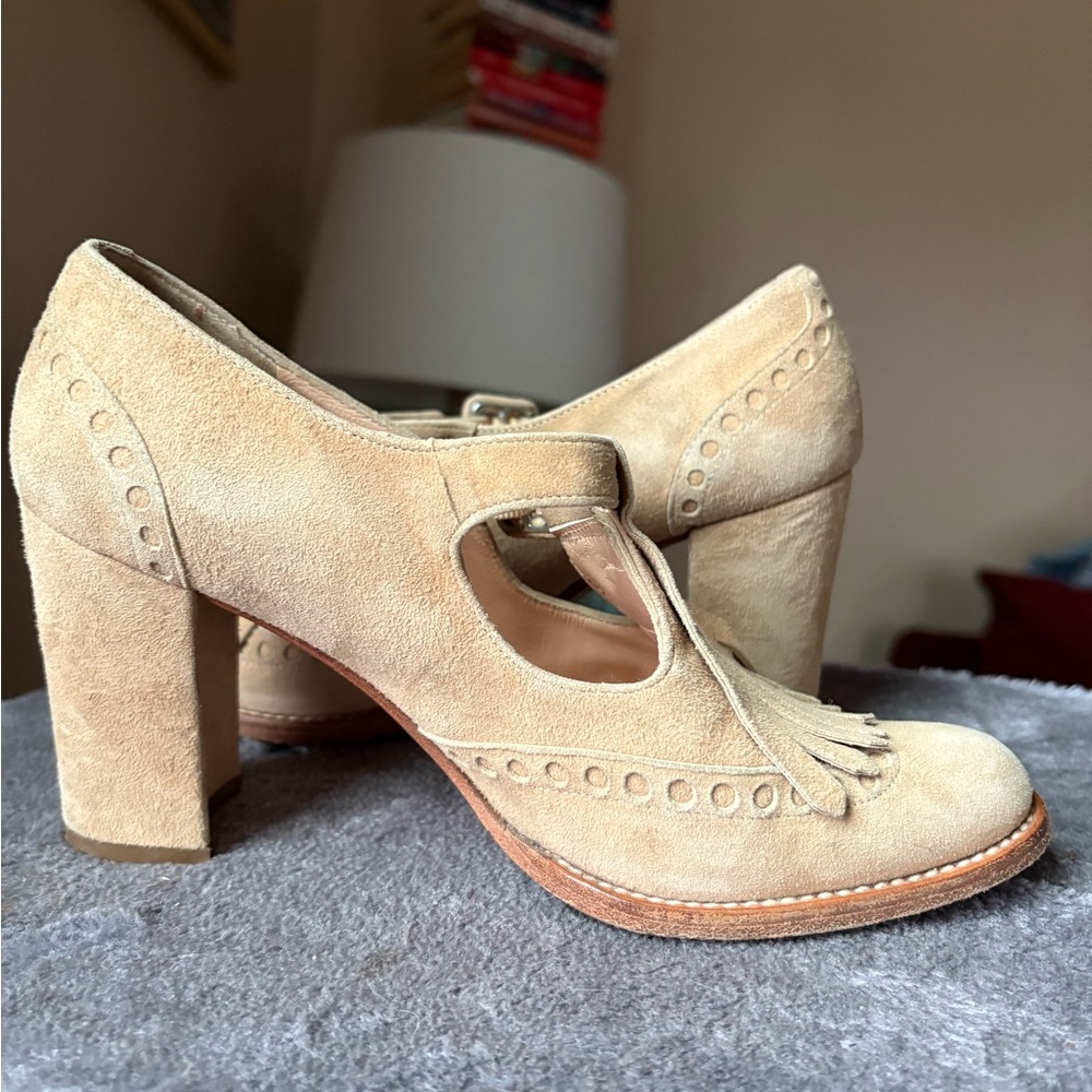 Vintage Anne Klein suede leather brogue loafer heels 5.5 - Picture 10 of 14